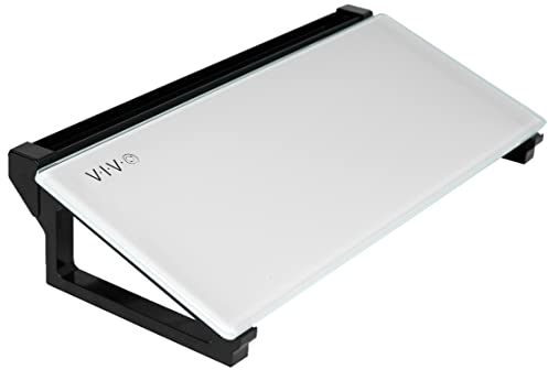 VIVO Glas 40,6 x 17,8 cm Desktop-Whiteboard mit Markerschlitz und offener Aufbewahrung, trocken abwischbare, nicht streifenfreie weiße Oberfläche, schwarzer Rahmen, DESK-WB16D