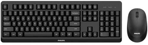 PHILIPS SPT6307BL Wireless Keyboard Mouse Combo, 2.4Ghz wireless, Power saving, Multimedia shortcut Keys, Ergonomic design, home office, PC/laptop