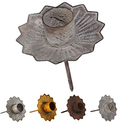 NETPROSHOP Kerzenhalter Durchmesser 7cm Krone zum Stecken für Stabkerzen/Tafelkerzen, Farbe:Eisen Antik, Auswahl:7 cm