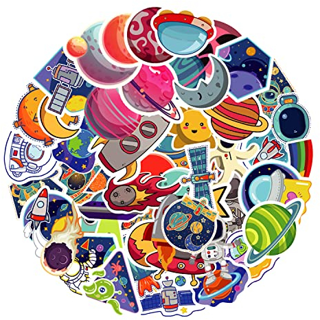 50Stück Space Exporer NASA Aufkleber Laptop Telefon Gitarre Skateboard Notebook Auto Motorrad Fahrrad,Galaxy,Astronaut,Raumfahrt Vinyl Stickers Wasserdicht Aufkleber für Jugendliche Kinder Erwachsene