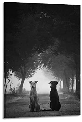 Vintage-Poster Schwarz & Weiß Kunst Fotografie Nerdy Dogs Poster Dekorative Malerei Leinwand Wandposter und Kunstbild Druck Moderne Familie Schlafzimmer Dekor Poster