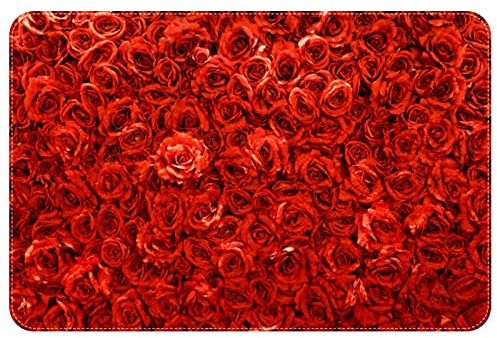 VBFOFBV Outdoor-Teppich, waschbarer Teppich, Veranda-Teppich, maschinenwaschbar, Indoor-Outdoor-Teppich, Bodenmatte für Bauernhaus, geschichtete Fußmatten, Wohnzimmer,Blume Rote Rose