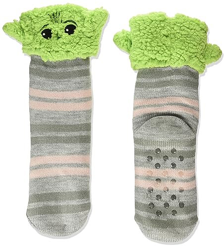 STAR WARS Damen The Mandalorian Cozy Warmer Socks Hausschuhsocken, Grau-3D-Ohren, 42-44.5 EU
