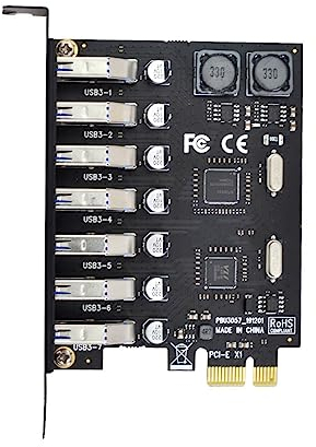 CY Tarjeta 7 Puertos PCI-E a USB 3.0 HUB PCI Express Adaptador de Expansión 5Gbps para Placa Base