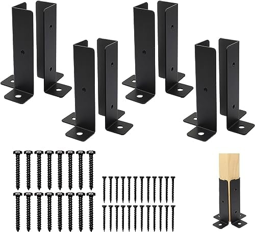 8 pezzi Manicotto avvitabile 4 x 4 Supporto per pali Piastra di base Manicotto per palo Paletto per recinzione con piastra di base Manicotto di ancoraggio per pali quadrati in legno