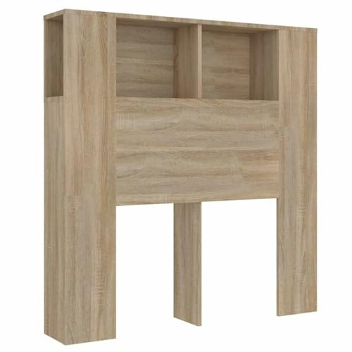 vidaXL Bett Kopfteil mit Ablagen Kopfteil-Regal Wand-Kopfteil Bücherregal-Kopfteil Betthaupt Bettkopfteil Schlafzimmer Sonoma-Eiche 100x18,5x102,5cm