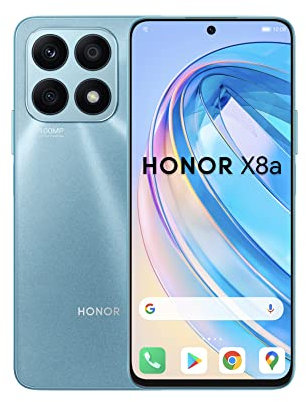 HONOR X8a Mobile Phone Unlocked, 100MP Triple Camera, 6.7 90Hz Fullview Display, 6 GB+128 GB, Android 12, Dual SIM, Cyan Lake (Renewed)