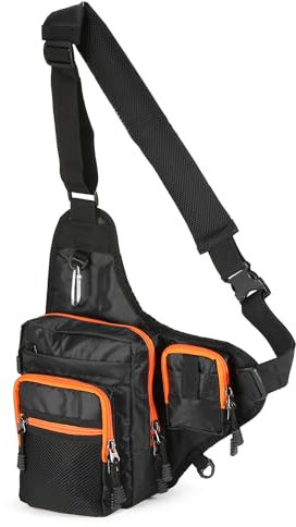 Tidyard Borsa da Pesca, Pesca Multiuso Impermeabile Tela Pesca Mulinello Tackle Bag con Tracolla Regolabile e Tasche Multiple