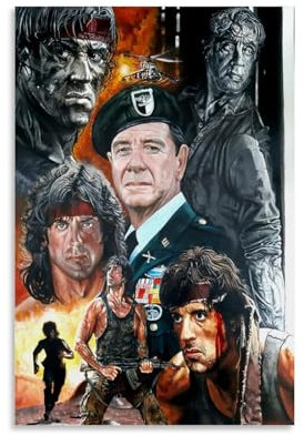 EVMILA Rambo Filmkunst-Poster, dekoratives Gemälde, Leinwand-Wandposter und Kunstdruck, modernes Familienschlafzimmer-Dekor-Poster, 20 x 30 cm