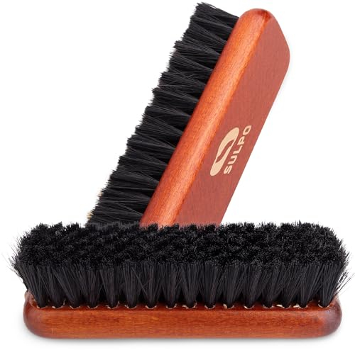 SULPO Cepillo para Zapatos de 16 cm - Juego de Limpieza de Cuero, Cerdas Suaves para Pulido y Cuidado - Set de 2 Unidades