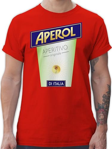 T-Shirt Herren - Karneval & Fasching - Aperol Aperitivo Kostüm Flaschen Verkleidung I - M - Rot - Shirt männer faschingsshirt Faschings getränk Tshirt Faschings-t-Shirt Karnevals Flasche