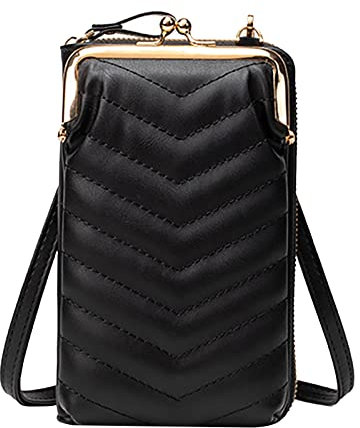 Koreanische Version einer kleinen Schultertasche, Modetrend, Umhängetasche, Art, Damen-Touchscreen-Handytasche Handy Taschen 3,4 (Black, One Size)