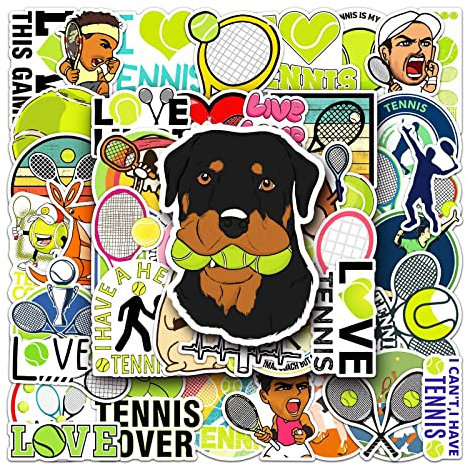 Tennis Balls Aufkleber Tennis Stickers 50 Stück Skateboard Graffiti Aufkleber Motorräder Fahrrad Snowboard Gepäck Laptop Auto Koffer für Kinder und Jugendliche Wasserdichte Vinyl Aufkleber