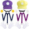 Orgoue Super Brothers Kostüm Zubehör, Super Bros Hut Schnurrbart Handschuhe Knöpfe Hosenträger Set für Erwachsene Kinder Frauen Cosplay (mischen)