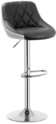 WOLTU Barhocker, Hocker mit Lehne, höhenverstellbar drehbar, gepolsterter Kunstledersitz, rutschfestes Metallfuß, für Küche Hausbar, Grau + Weiß, BH30grw-1
