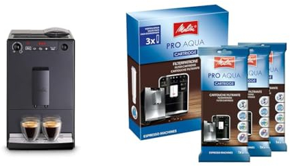 Melitta Caffeo Solo - Kaffeevollautomat mit verstellbarem Auslauf & Filterpatronen Pro Aqua (3 Patronen) - Kalkfilter für Kaffeevollautomaten