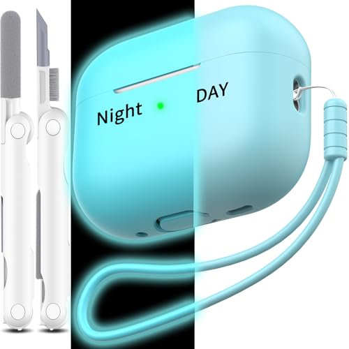 MHYALUDO Kompatibel mit AirPods Pro 2 Generation Hülle, Anti-Fall Weiches Silikon Stoßdämpfung Kompatibel mit AirPods Pro Case Skin Touch mit Schlüsselanhänger und Reinigungsset,Nachtleuchtend