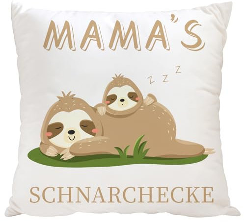 Moosono Geschenke für Mama Faultier Kissen mit Spruch Mama's SCHNARCHECKE Kissenbezüge Faultier Geschenk für Muttertag Geburtstag Weihnachten (45 * 45m, Ohne Füllung)