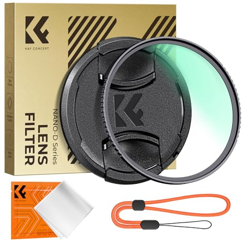K&F CONCEPT Nano D-Serie UV Filter 62mm mit Objektivdeckel, Reinigungstuch,HD,Schutzfilter mit 24 Schichten Nanobeschichtungen
