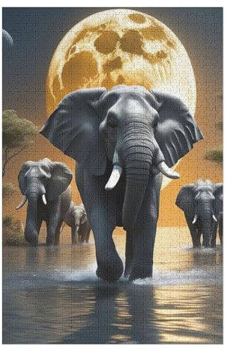 1000 Teile Puzzle Für Jungen Und Mädchen, Standard-Puzzles, Elefant -Puzzles, Familienspiele, （78×53cm）