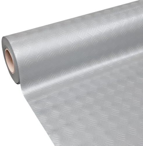 Tapis en caoutchouc pour sol denté en tôle antidérapante Gris 140 x 600 cm