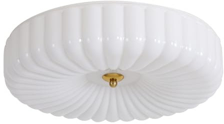 KCO Beleuchtung Weiß geripptes Glas Flush Mount Deckenleuchte Große Milch Glas Semi Flush Mount Licht Runde LED Küche Deckenleuchte Zeitgenössische Flway Deckenleuchten