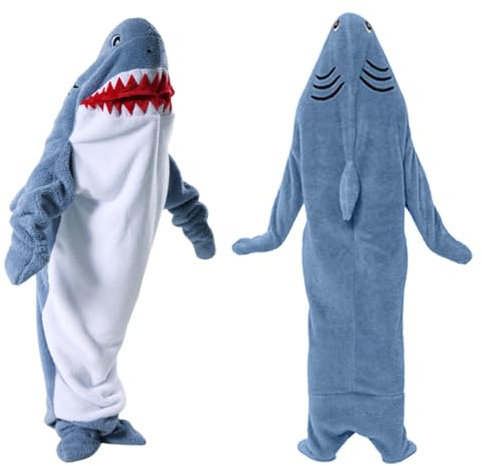 BOUFEIDA Shark Blanket, Hai Decke für Erwachsene Kind, Shark Hoodie, Hai Decke zum Anziehen, Hai Kostüm Ideal für den Hausgebrauch oder als Geschenk
