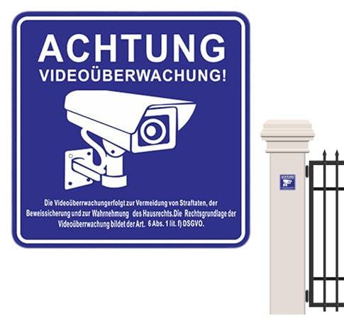 Achtung Videoüberwachung Schild, Aufkleber Videoüberwachung, Video-Beobachtungsschilder Für Den Außenbereich, Wasserdichte Kamera-Beobachtungsschilder, Sicherheitskamera-Schilder Für Den Außenbereich