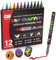 Risiours Marqueurs acryliques stylos de peinture imperméables permanents pour roche métal bois céramique verre ou tissu, marqueurs acryliques polyvalents 12 couleurs