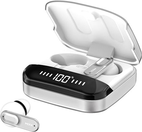 Mixx StreamBuds Ultra Mini True Wireless Earbuds, Bluetooth Wireless Earphones, 24-Hour Battery, Zinc Alloy Case, Customizable Sound (white)