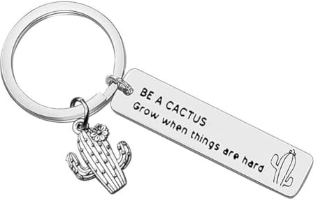Axmerdal Llaveros de cactus para hombres y mujeres, llavero inspirador para familiares y amigos, regalo motivacional, 1 unidades, Small