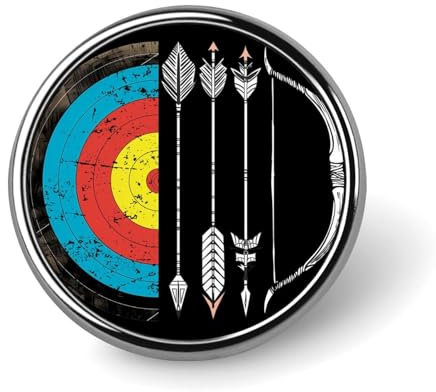 Bogenschießen Ziel Bogen Vintage Runde Brosche Anstecknadel Anstecker Revers Krawattennadel für Frauen Männer Büroangestellte Lehrer Dekor