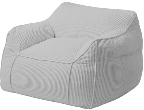 bananair - Lesesessel aus Breitcord - XXL Sitzsack Sofa mit Füllung für Kinder & Erwachsene - Perfekt für eine gemütliche Ecke im Wohn- oder Schlafzimmer (Hellgrau)
