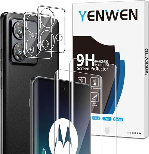 Yenwen Protector de Pantalla Compatibles con Motorola Moto Edge 40 Neo, 2 Piezas Cristal Templado con 2 Piezas Protector de Lente de Cámara, 9H Dureza Resistente Vidrio Templado, Antiarañazos