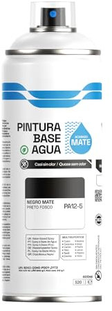H HANSEL HOME Pintura Spray Base Agua 400ml - Para Muebles, Metal, Plástico y Madera - Ecológica y Sin Olor, Colores Duraderos - Negro Mate x 1 unidad