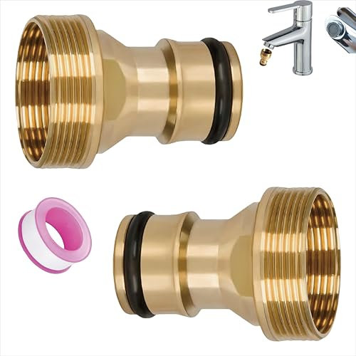 Lot de 2 adaptateurs filetés pour robinet d'évier de cuisine, robinet d'eau chaude pour jardin, salle de bain, jardin, robinet d'évier de cuisine, robinet fileté de 22 mm et 24 mm.