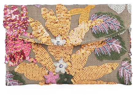 Jywmsc Bolso de Mano de Verano para Mujer Floral Bordado de Lentejuelas Bolso de Noche para la Boda Formal