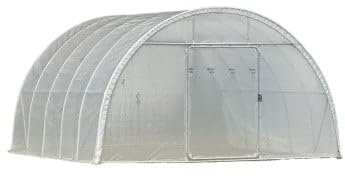 Atout Loisir Serre Tunnel Deschamps Largeur 4 m - Pas à 1 m - Long 12 m, Film Plasticlair 200µ Cristal, Façade 2 Portes dbles, Fil