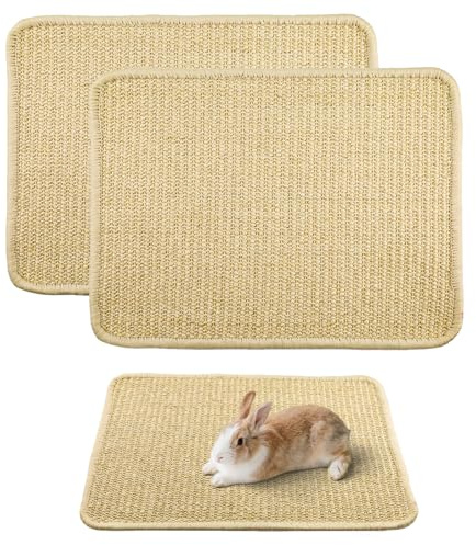 2er Set Kratzmatte & Schlafmatte für Kaninchen, Hasen & Kleintiere aus Natur-Sisal, Kauspielzeug, Krallen- & Zahnpflege, 30 x 40 cm