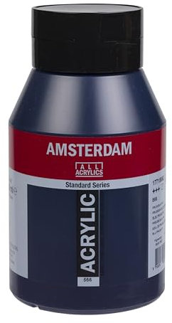 Amsterdam Standard Series Acrylic Jar 1000 ml - Bleu de Prusse (phtalo) 566 - Peinture acrylique de haute qualité résistante à la lumière avec un fini satiné pour les artistes