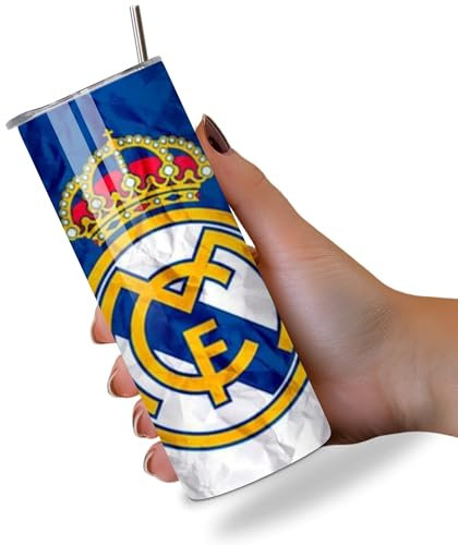 KaTunn - Botella Agua Acero Inoxidable Fútbol Personalizada - Botella Térmica Personalizada Fútbol - Termo con Pajita Personalizado - Ideal para Niños y Adultos - Regalo Fanáticos (Madrid)