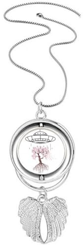 no/no UFO Regenbewässerung Pfirsichbäume Anhänger Engelsflügel drehbare Halskette Schmuck, M