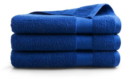 DoubleDry Premium Handtücher Set - 3 Stück 70 X 140 cm Baumwolle - 500 g/m² - Weich & Saugstark - Badetuch badehandtücher Große Handtuch (Klassisches Blau)