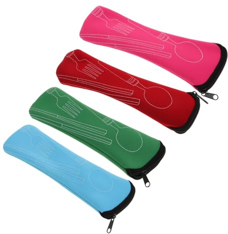 ifundom 4pcs Bag Washable Camping Picnic Utensil Holder Spoon Fork Knife Organizer Outdoor Kitchen