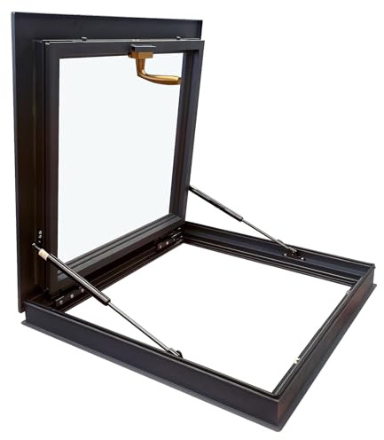 Dachfenster aus Aluminiumlegierung Kellerfenster mit Gehärtetem Glasss Schrägdach-Lichtschachtfenster Dachfenster für Dachböden, Balkone, Büros und Keller(WxH 70x70cm/27.6x27.6in)