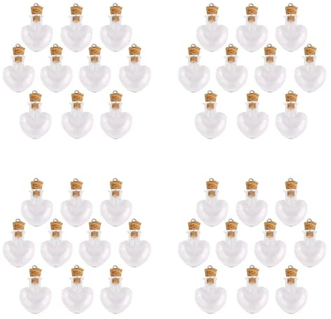 Glayent 40Pcs Coppa di Vetro Bottiglia di Vetro Ampolle Ciondoli Bottiglia di Lana A Forma di Cuore