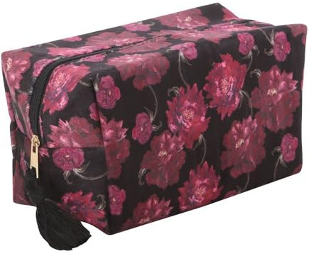 Dark Romance Floral Print Makeup Bag | Gothic Travel Pouch for Beauty Essentials | Dramatic Dark Floral Cosmetic Bag | Alt Gift Idea for Everyday Use