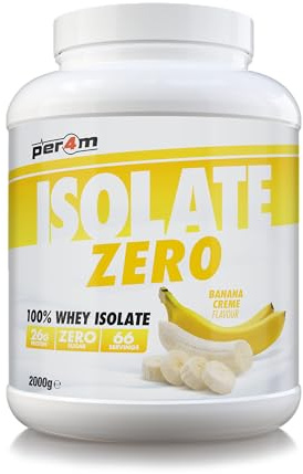 Per4m Isolate Zero Premium Whey Protein Powder | Superior Flavour Ultra Filtered + Amino Acids | Fast Absorbing Zero Sugar Gluten Free Shake for Lean Muscle & Recovery (2kg, Banana Creme)