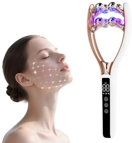 Gesichtsmassagegerät – Radiofrequenz Gesichtspflegegerät-3 Farben LED Licht & 9 Klassen EMS,3 Modus V Shape Face Gerät, für Doppelkinn entferner Hautstraffung & Verbesserung des Hautbilds