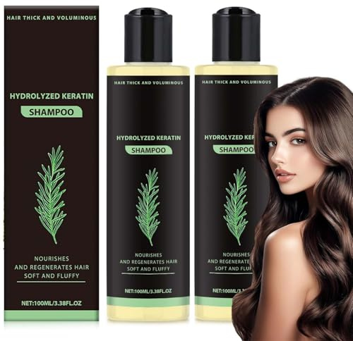 Rosmarin Shampoo für Haarwachstum, 2 Stück Organic Rosemary Hair Growth Shampoo, Natürliches Rosmarin Hydrolysiertes Keratin Shampoos Gegen Haarausfall für Pflegendes Volumen Unisex